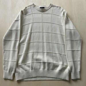 Dockers Sweater Mens LT White Tight Knit Geometric Crewneck Pullover Casual